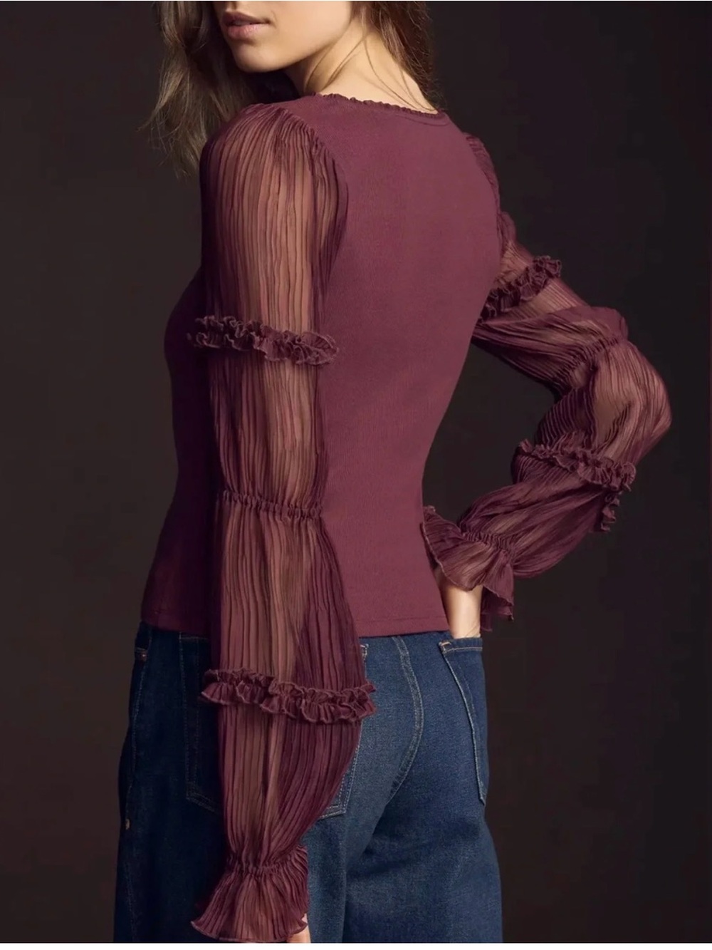 Anthropologie burgundy top size M